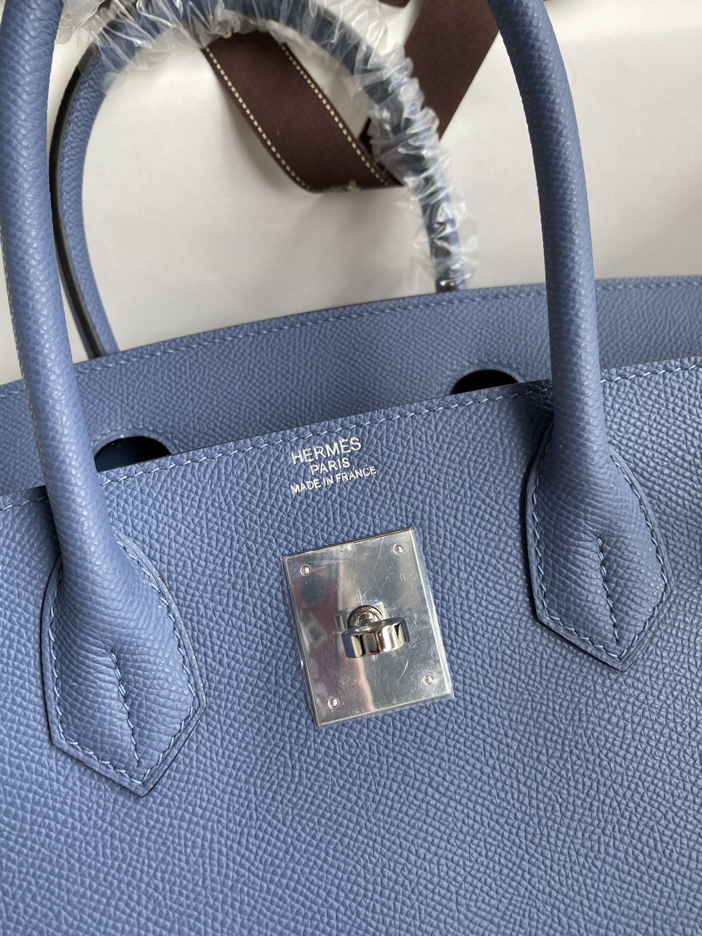 Hermes Birkin 35CM Epsom Leather Handbag Blue Hydra